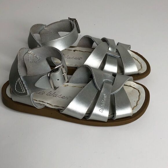 Salt Water Sz 8 Sandals Silver Leather - Picture 2 of 6